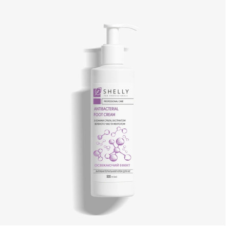 Антибактериальный крем для ног с ионами серебра, экстрактом зеленого чая и ментолом Shelly 500 мл