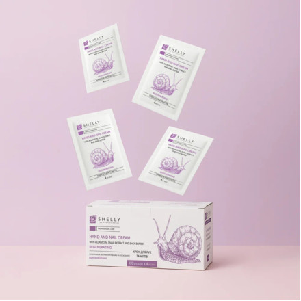 Крем для рук та нігтів з алантоїном, екстрактом равлика та олією каріте Shelly 4 мл х 100 шт