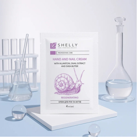 Крем для рук та нігтів з алантоїном, екстрактом равлика та олією каріте Shelly 4 мл