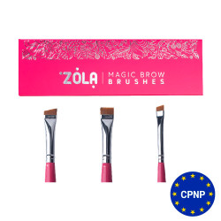 ZOLA Набор кистей малиновый для окрашивания бровей MAGIC BROW BRUSHES профессиональный 