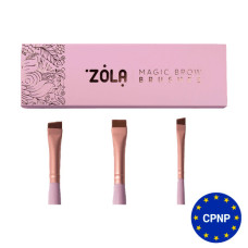 ZOLA Набор кистей светло-розовый для окрашивания бровей MAGIC BROW BRUSHES профессиональный 