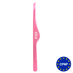 ZOLA Пинцет скошенный профессиональный для бровей LIGHT PINK