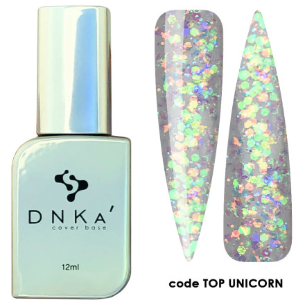 Топ DNKa Top Unicorn (прозорий з різнокольоровими переливаючими пластівцями)