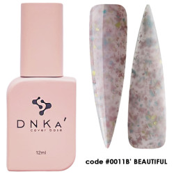 База DNKa Cover Base №0011В (Ніжно-рожевий із шматочками ніжно-рожевої, блакитної та жовтої поталі), 12 мл