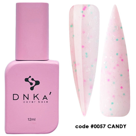 База DNKa Cover Base №0057 (Рожевий із зеленою та рожевою крихтою), 12 мл