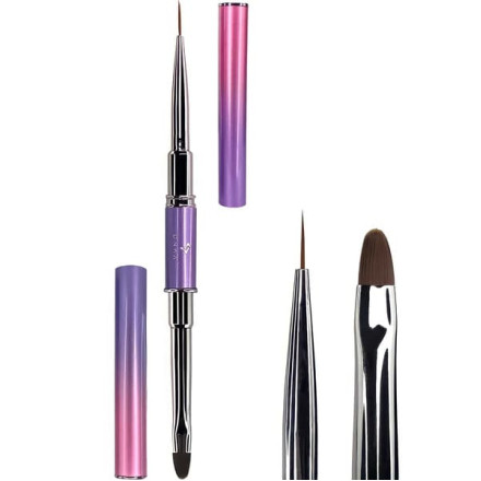 Двосторонній пензлик DNKa Liner + Gel Brush #0006