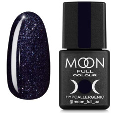 Гель-лак MOON FULL color Gel polish №189 черный с блестками, микроблекс 8 ml