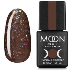 Гель-лак MOON FULL color Gel polish №322 темный бежевый с разноцветным глитером 8 ml