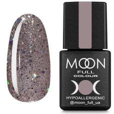 Гель-лак MOON FULL color Gel polish №323 темный бежевый с разноцветным глитером 8 ml