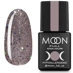 Гель-лак MOON FULL color Gel polish №323 темний бежевий з різнокольоровим глітером 8 ml