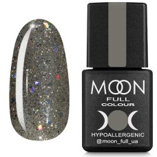 Гель-лак MOON FULL color Gel polish №324 серебристо-оливковый с разноцветным глиттером 8 ml