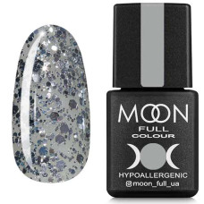 Гель-лак MOON FULL color Gel polish №327 серебряный глиттер на прозрачной основе 8 ml