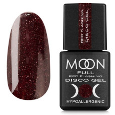 Гель-лак светоотражающий MOON FULL Red Flashing Disсo Gel №FD09 бургунди с шиммером, 8 мл