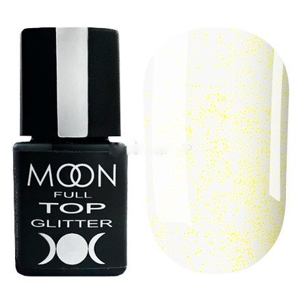 Топ Moon Full Top Glitter №2 Gold (прозрачный с золотистым микроблеском), 8 мл