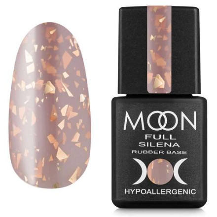 База Moon Full Silena Potal Rubber Base №2034 (бежевий із золотою поталлю), 8 мл
