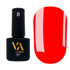 Гель-лак Valeri color №008 (Неоновий червоний, емаль), 6 ml