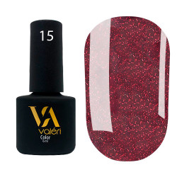 Гель-лак Valeri color №015 (Винно-бордовий, мікроблиск), 6 ml