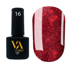 Гель-лак Valeri color №016 (Бордовый с блестками), 6 ml