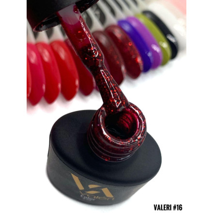 Гель-лак Valeri color №016 (Бордовий з блискітками), 6 ml