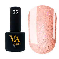 Гель-лак Valeri color №025 (Персиковий з блискітками), 6 ml