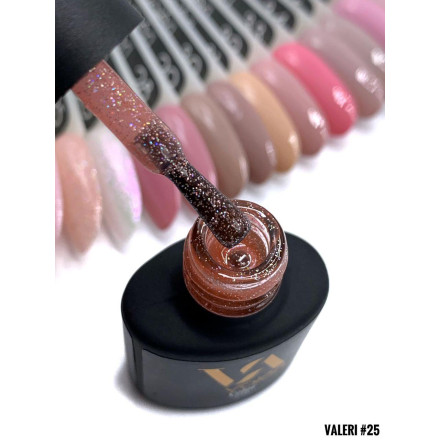 Гель-лак Valeri color №025 (Персиковый с блестками), 6 ml