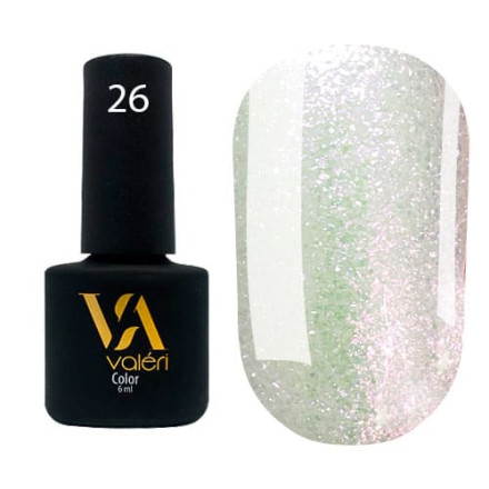 Гель-лак Valeri color №026 (Білий хамелеон з блискітками), 6 ml