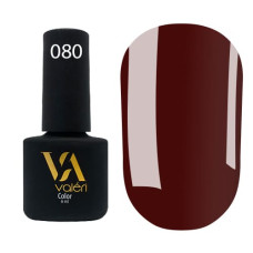 Гель-лак Valeri color №080 (Бордово-красный, эмаль), 6 ml
