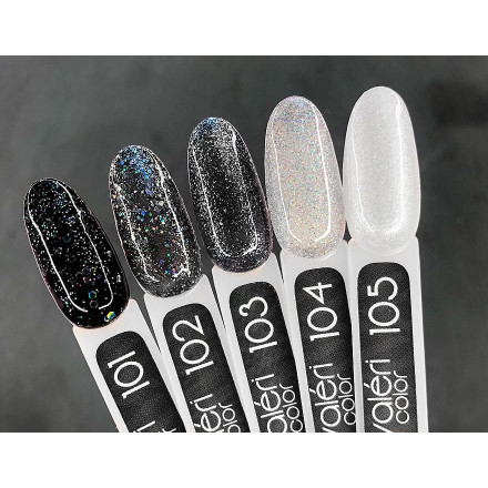 Гель-лак Valeri color №101 (Черный с голографическими блестками), 6 ml