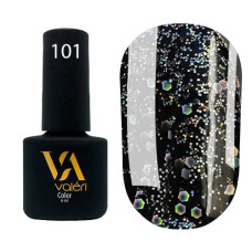 Гель-лак Valeri color №101 (Черный с голографическими блестками), 6 ml