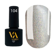 Гель-лак Valeri color №104 (Серебряный с разноцветными блестками), 6 ml
