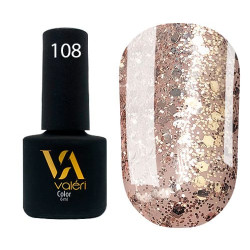 Гель-лак Valeri color №108 (Светлая бронза с блестками), 6 ml