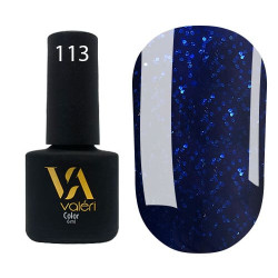 Гель-лак Valeri color №113 (Черно-синий с синими блестками), 6 ml