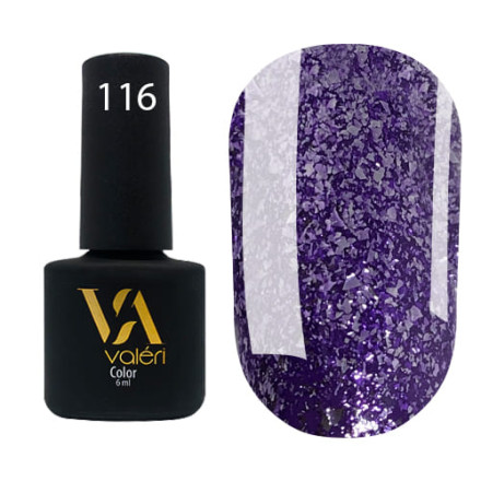 Гель-лак Valeri color №116 (Сирень с серебряными блестками), 6 ml