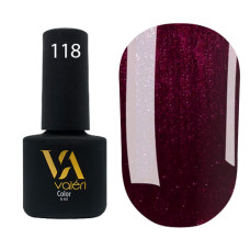 Гель-лак Valeri color №118 (Темно-вишневый с микроблеском), 6 ml