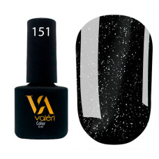 Гель-лак Valeri color №151 (Черный с серебристым микроблеском), 6 ml