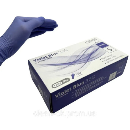 Рукавички нітрілові CEROS Violet Blue 3.5g, розмір S