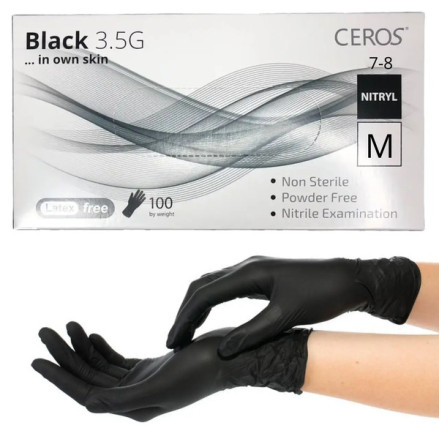 Рукавички нітрілові CEROS Black 3.5g, розмір M