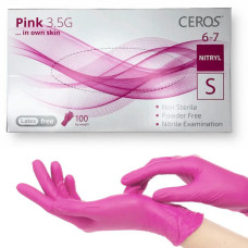 Рукавички нітрілові CEROS Pink 3.5g, розмір S