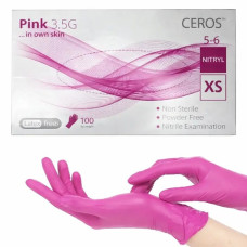 Рукавички нітрілові CEROS Pink 3.5g, розмір XS