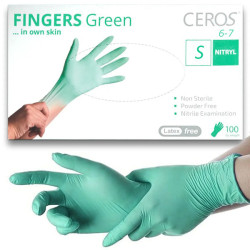 Рукавички нітрілові CEROS TM Fingers Green 3.5g, розмір S