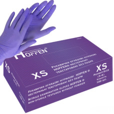 Рукавички нітрилові HOFFEN нестерильні текстуровані без пудри, фіолетові XS