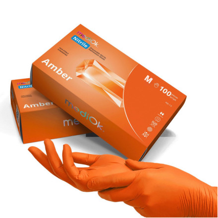 Рукавички нітрілові MediOk Amber 3.8g, розмір M