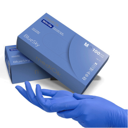 Рукавички нітрілові MediOk BlueSky 3.7g, розмір M