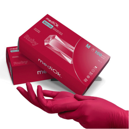 Рукавички нітрілові MediOk Ruby 3.8g, розмір M